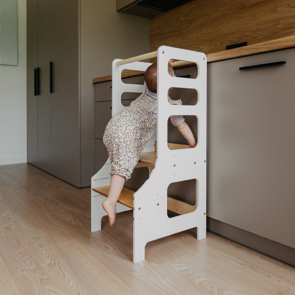 Adjustable height kitchen tower