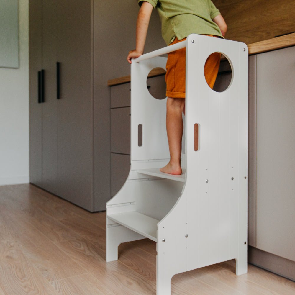 Adjustable height kitchen tower - Duck Woodworks