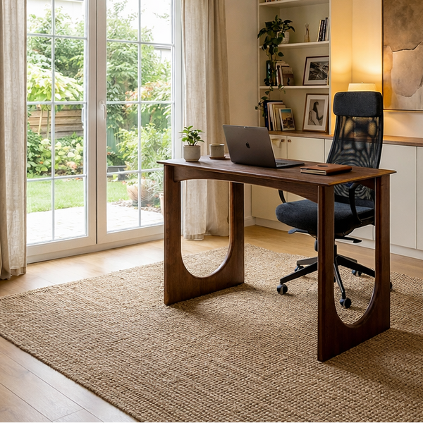 Mid-Century Modern Writing Desk | Solid Pine Home Office Desk