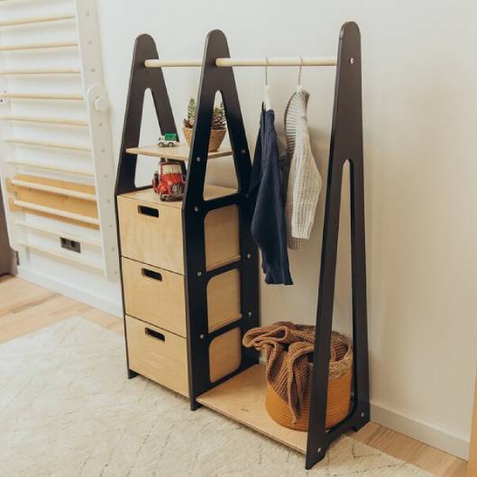 Clothing Rack with drawers (rectangular holes)