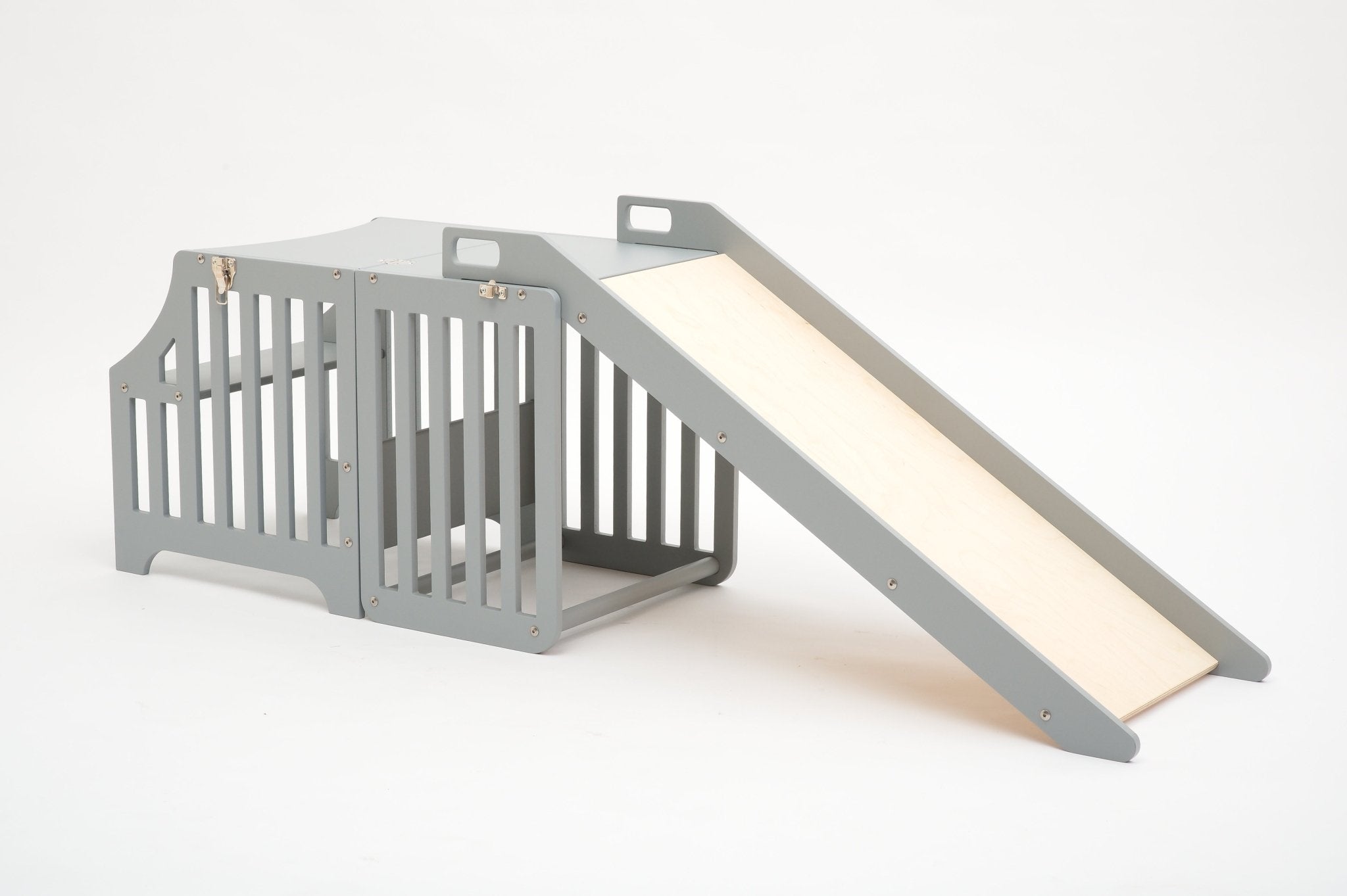 Foldable kitchen tower with slide (striped collection) - Duck Woodworks