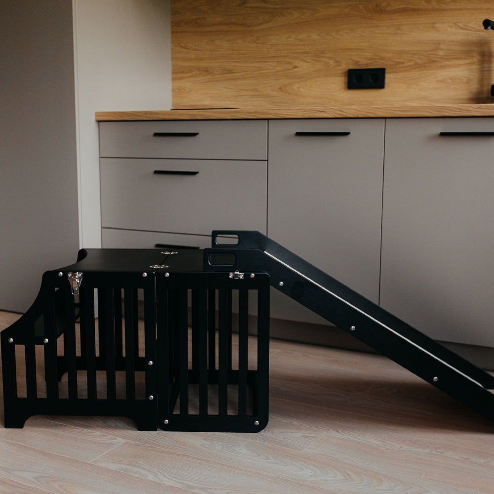 Foldable kitchen tower with slide (striped collection)