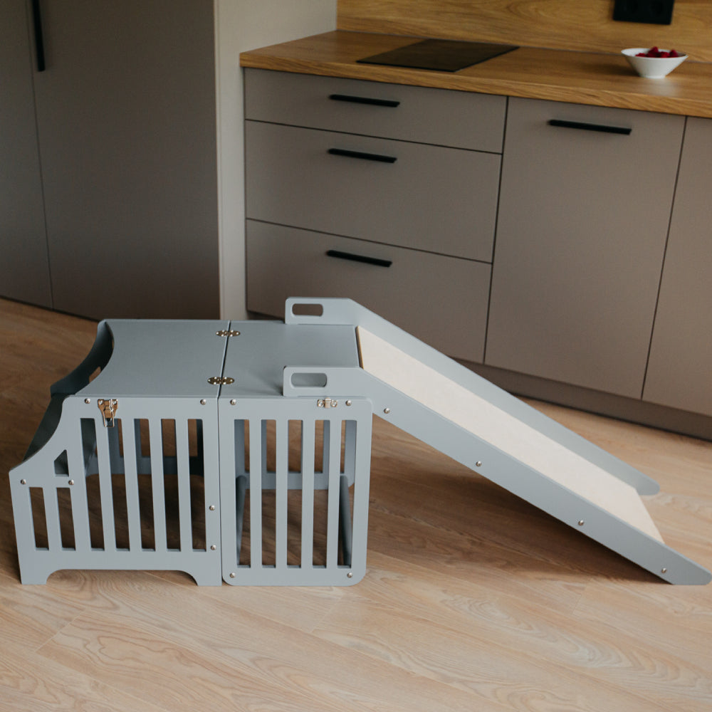 Foldable kitchen tower with slide (striped collection)