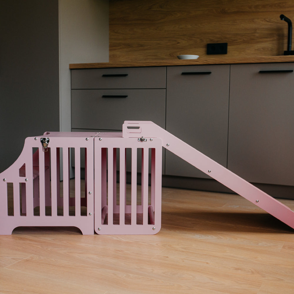 Foldable kitchen tower with slide (striped collection)