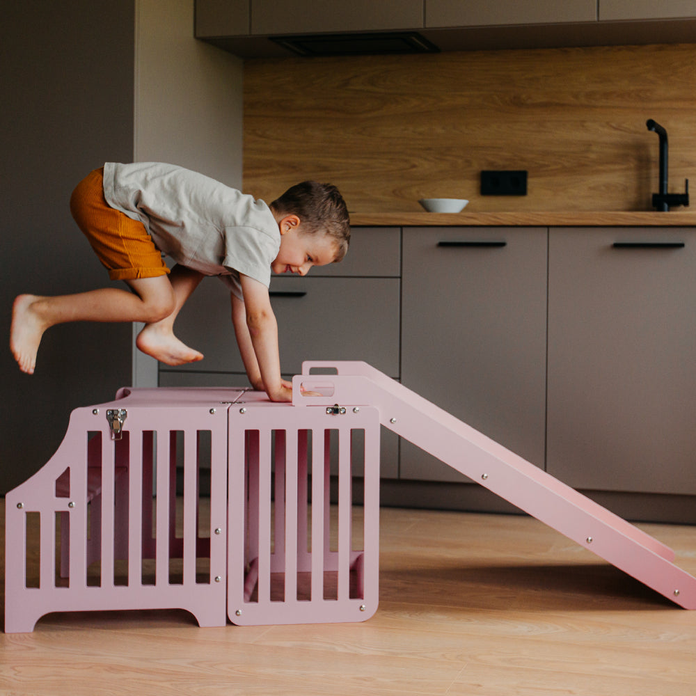 Foldable kitchen tower with slide (striped collection)