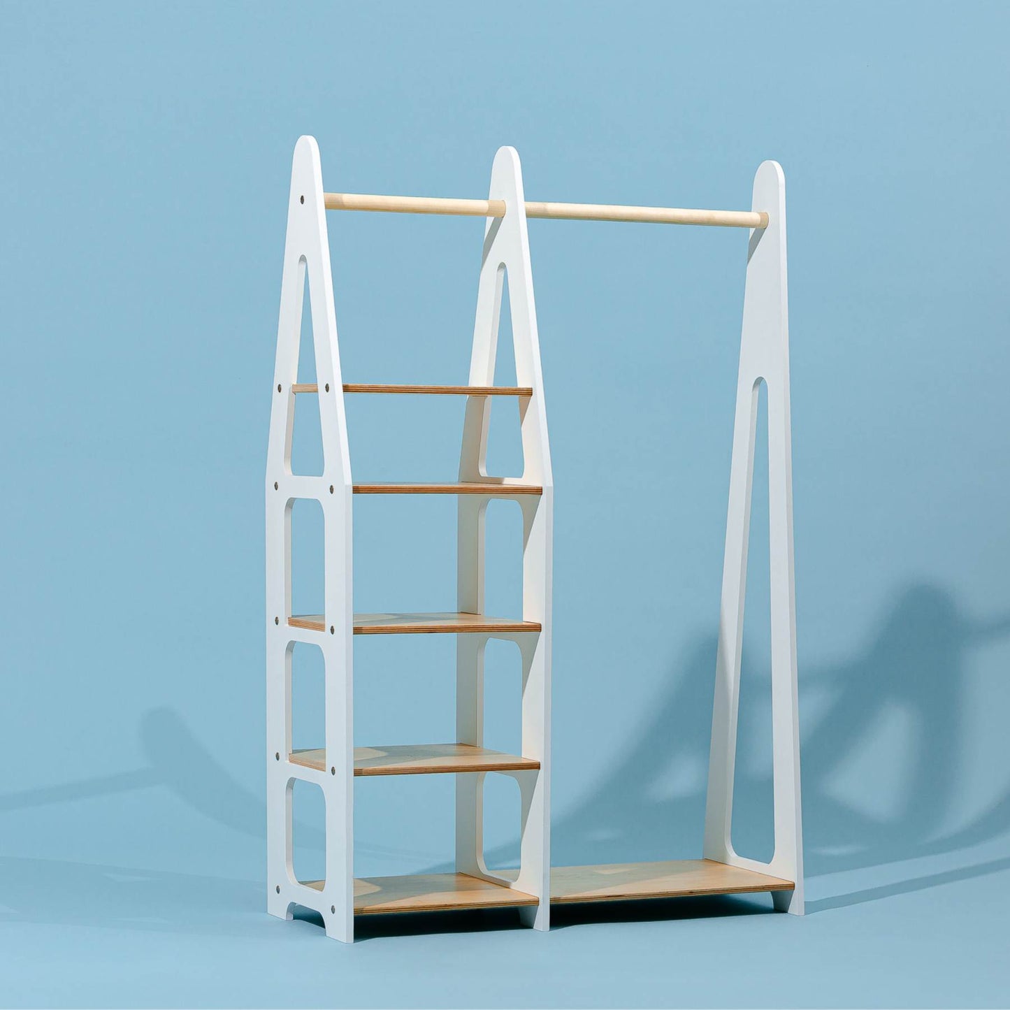 Clothing Rack with shelves on the side