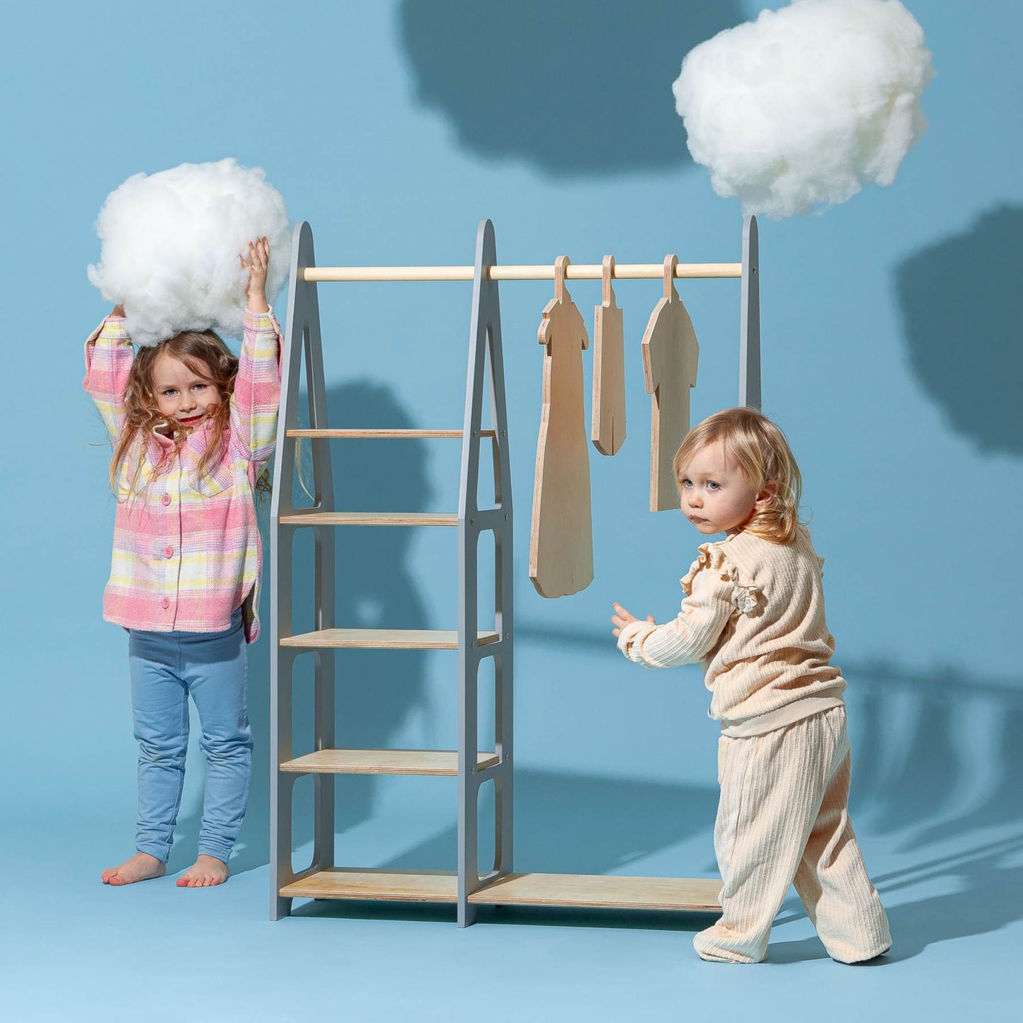 Clothing Rack with shelves on the side