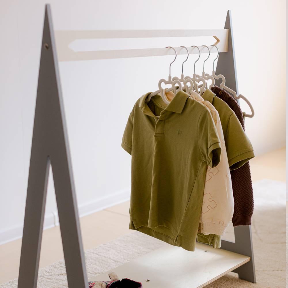 Triangle shaped wooden clothing rack