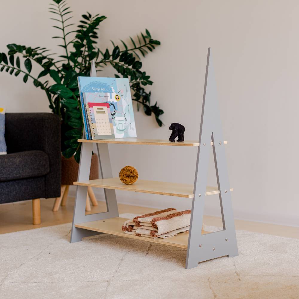 Triangle shaped wooden shelf