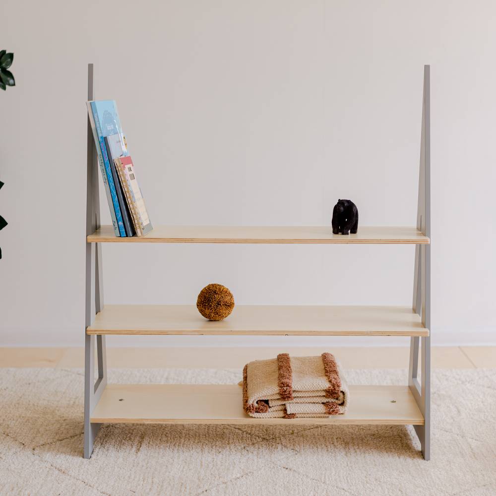 Triangle shaped wooden shelf