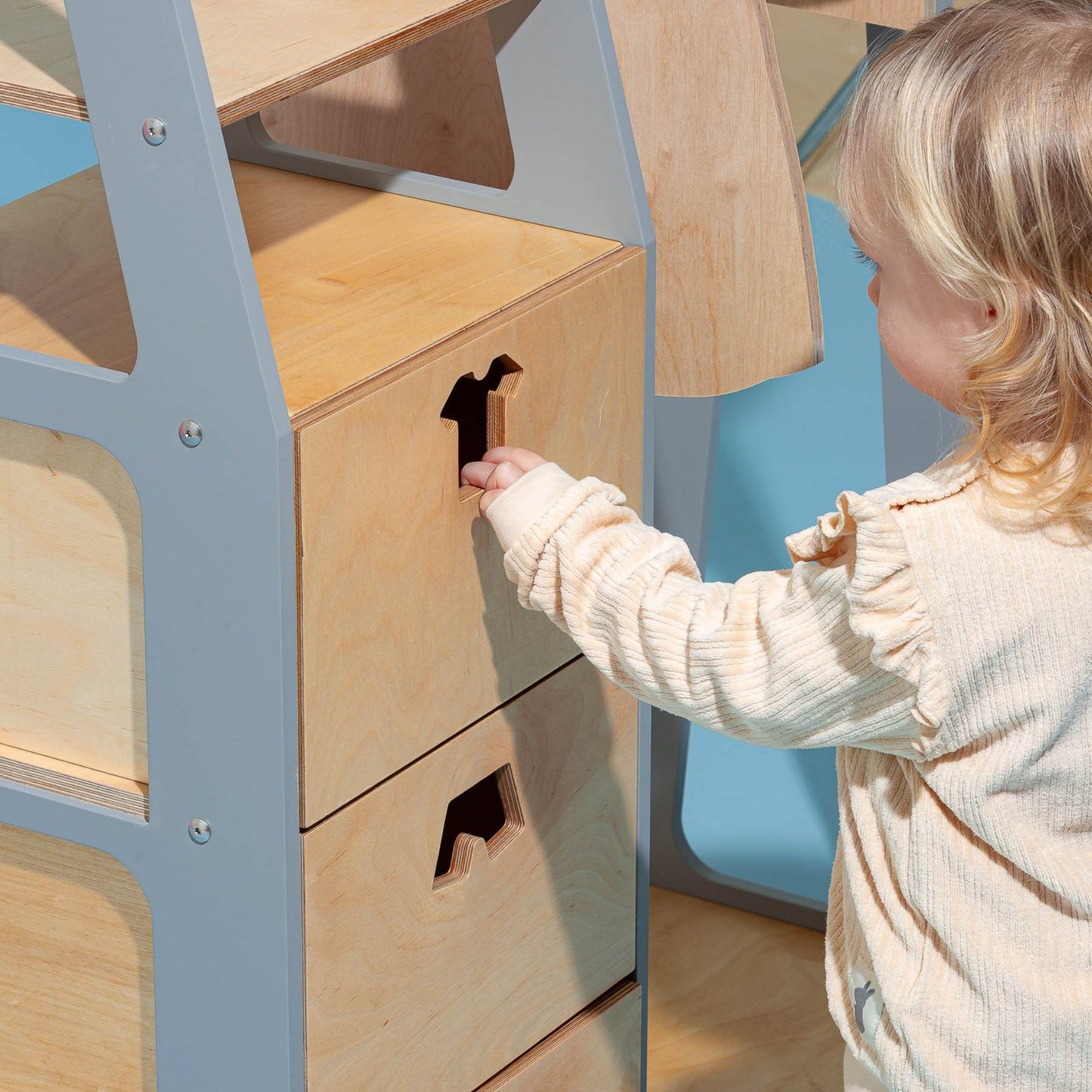Clothing Rack with drawers (clothing shape holes)