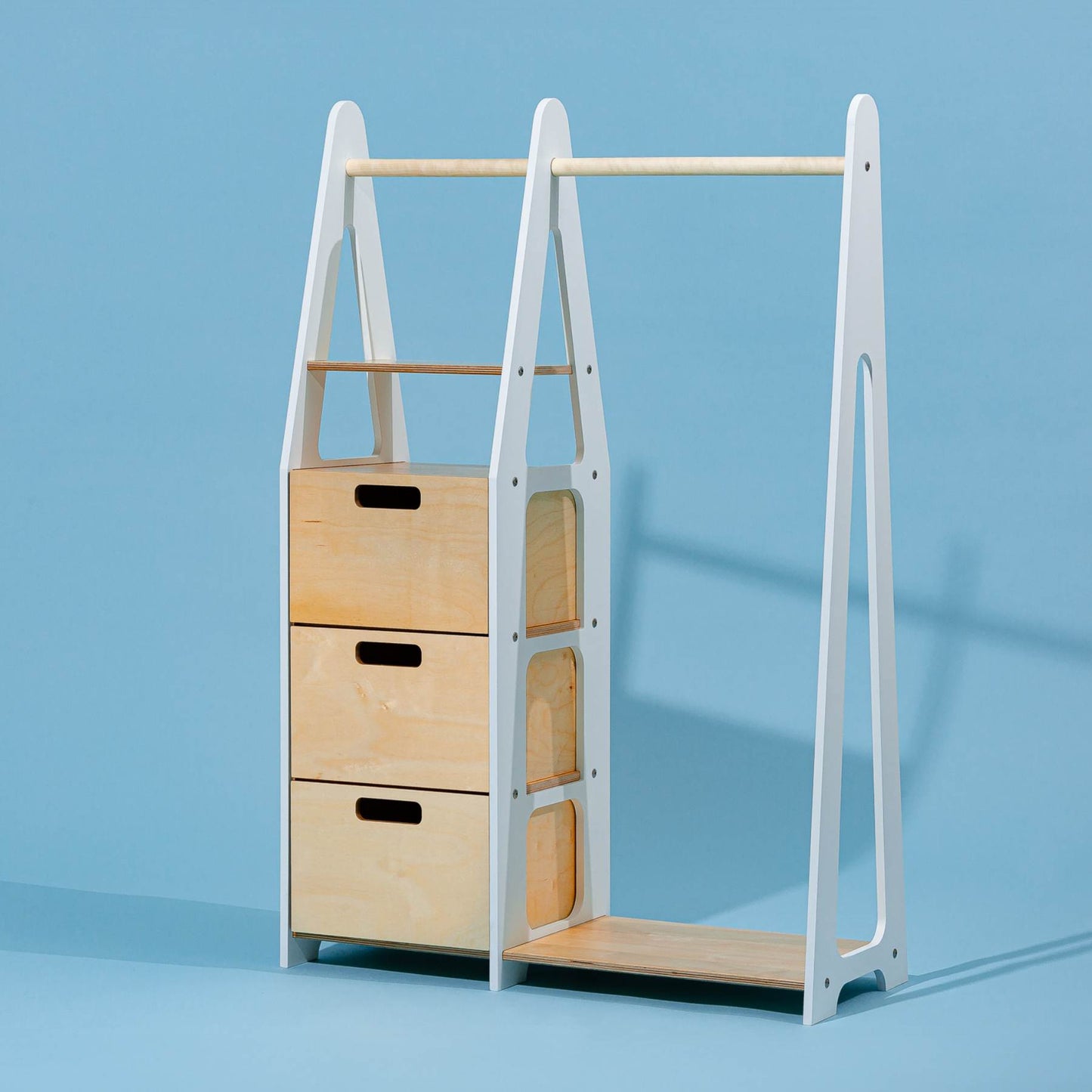 Clothing Rack with drawers (rectangular holes)