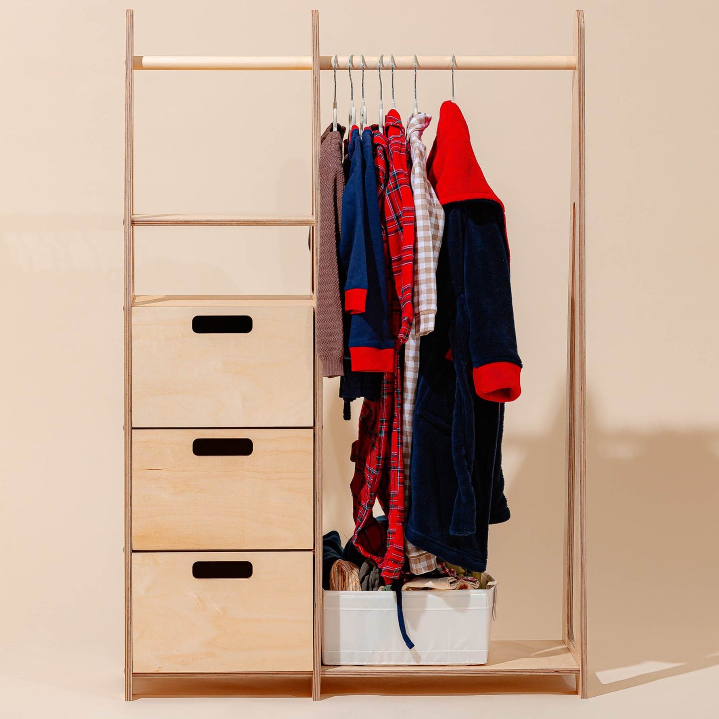 Clothing Rack with drawers (rectangular holes)
