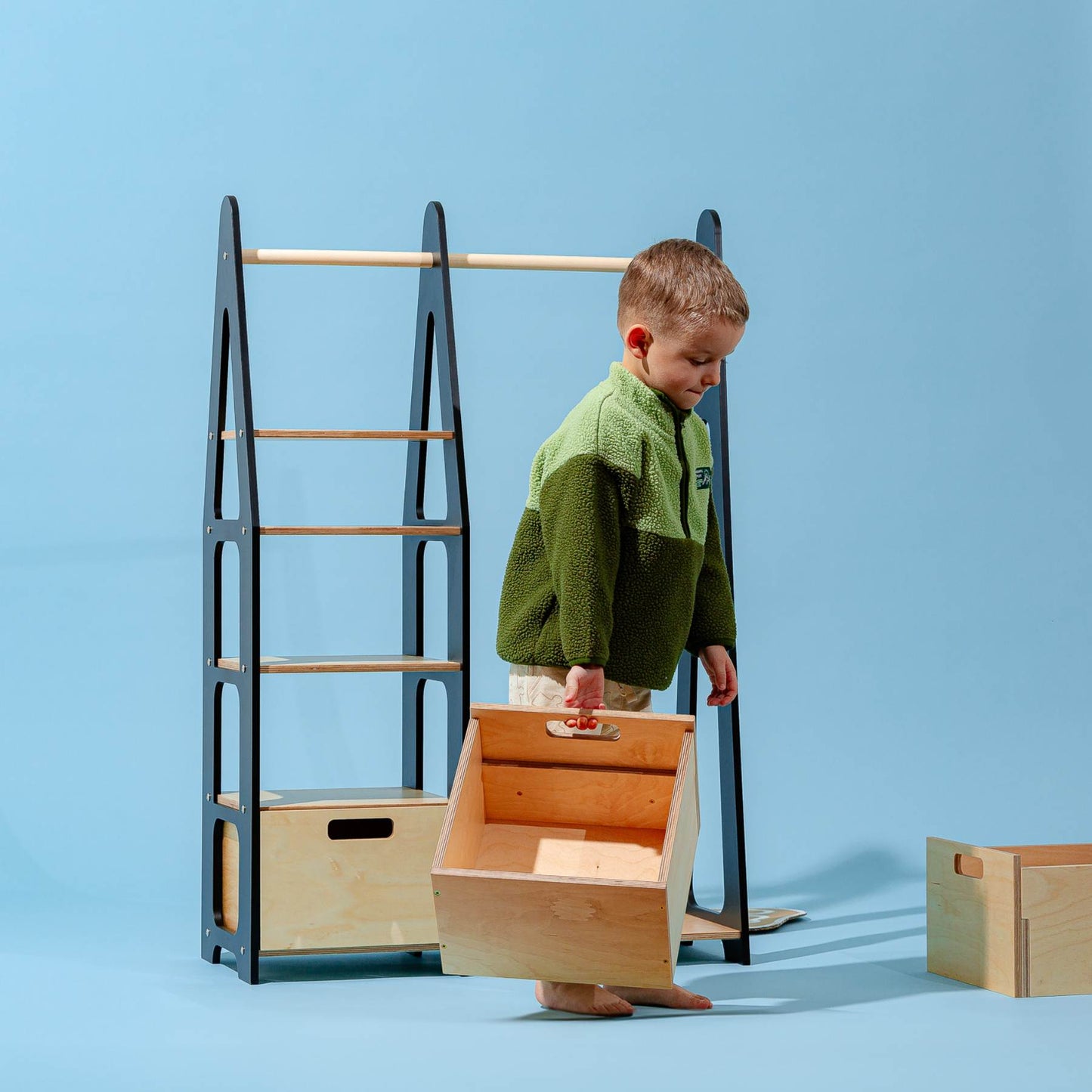 Clothing Rack with drawers (rectangular holes)