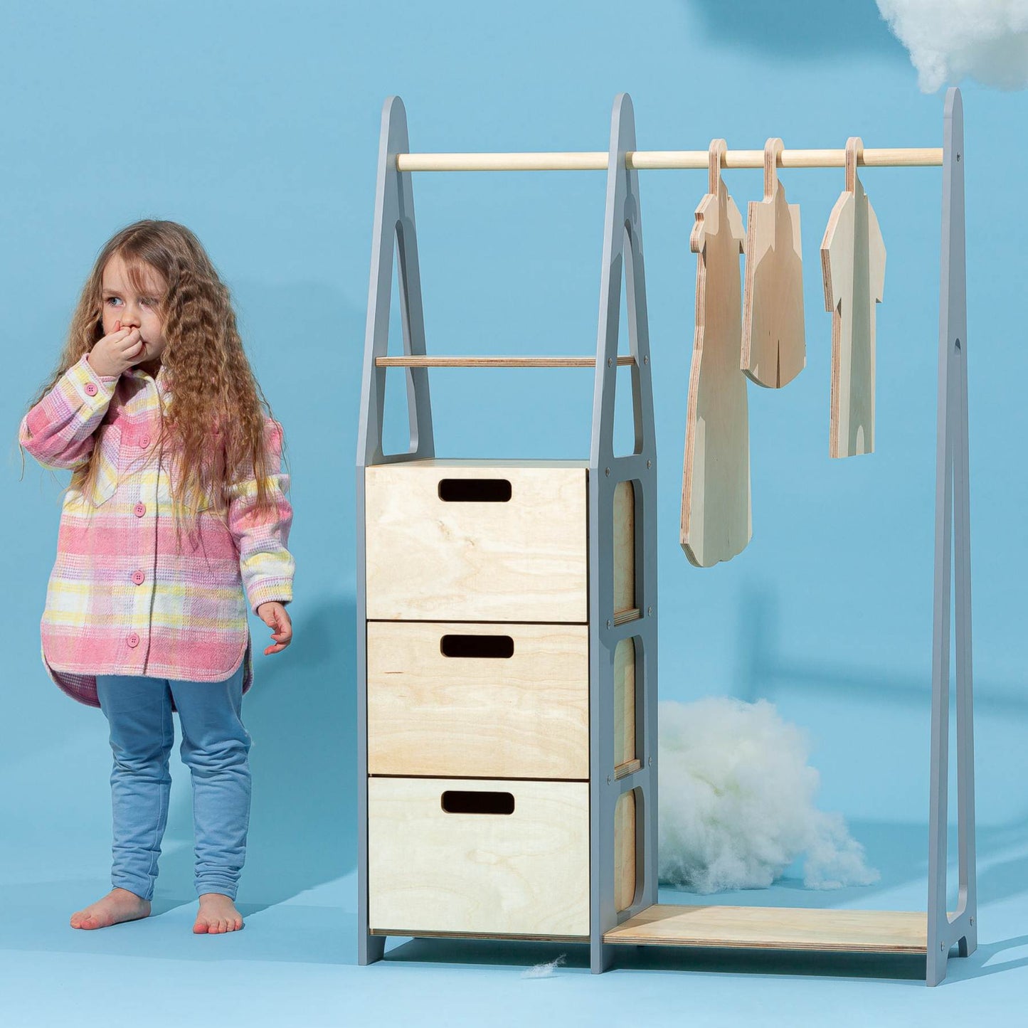 Clothing Rack with drawers (rectangular holes)
