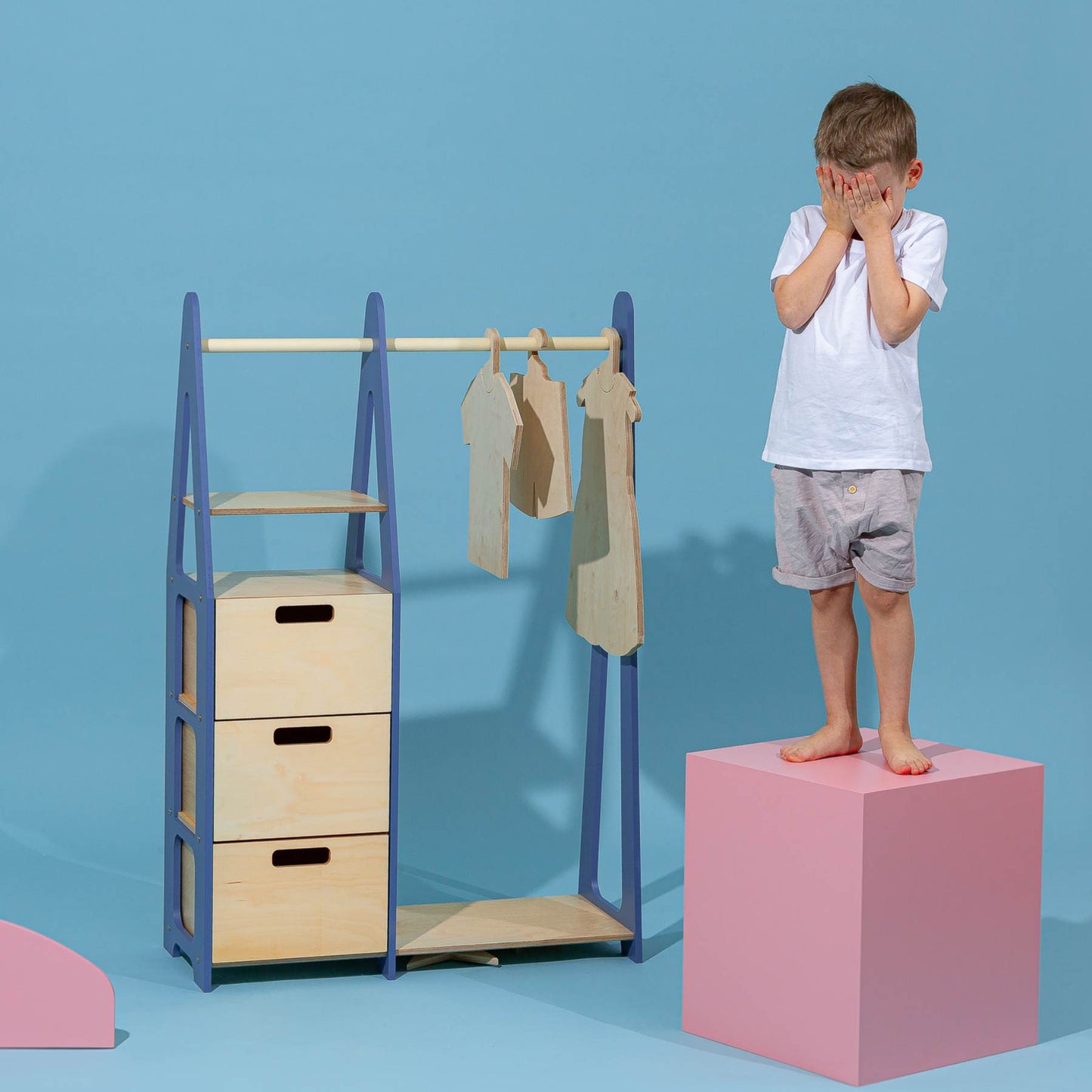Clothing Rack with drawers (rectangular holes)