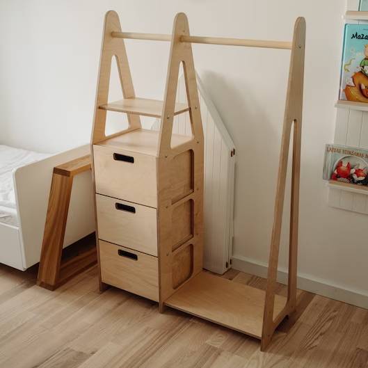 Clothing Rack with drawers (rectangular holes)