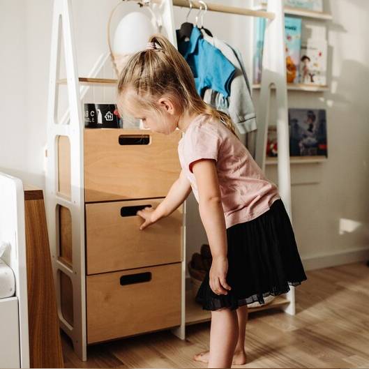 Clothing Rack with drawers (rectangular holes)