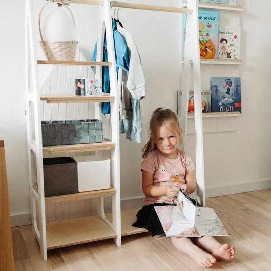 Clothing Rack with shelves on the side