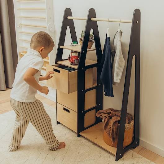 Clothing Rack with drawers (rectangular holes)