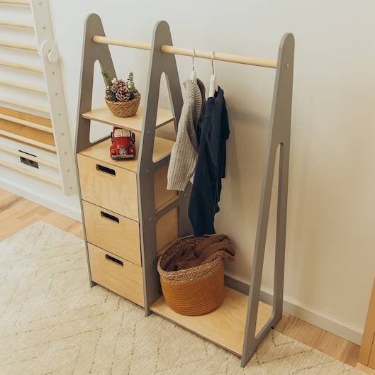 Clothing Rack with drawers (rectangular holes)