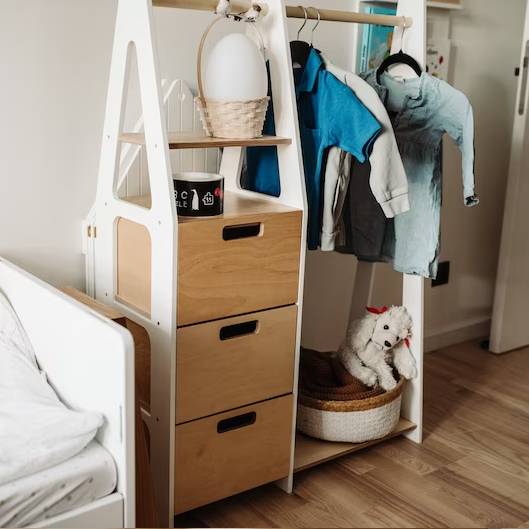 Clothing Rack with drawers (rectangular holes)