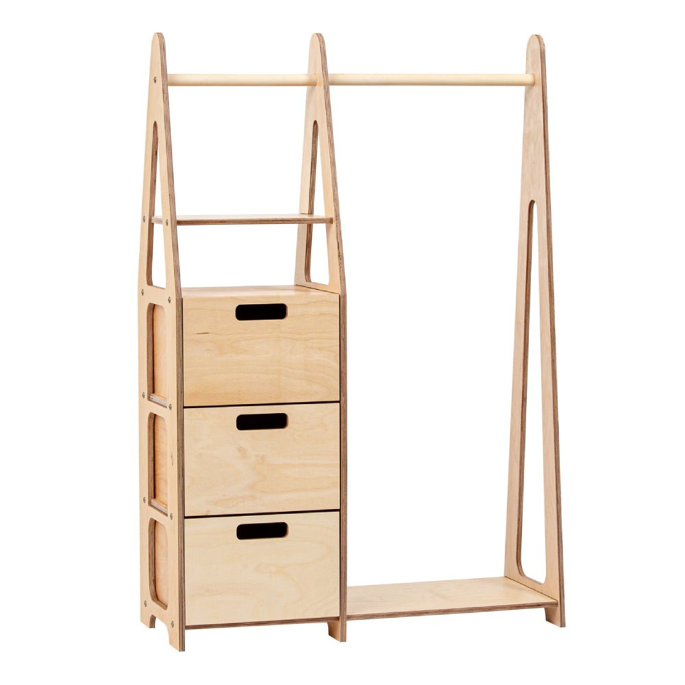 Clothing Rack with drawers (rectangular holes) - Duck Woodworks