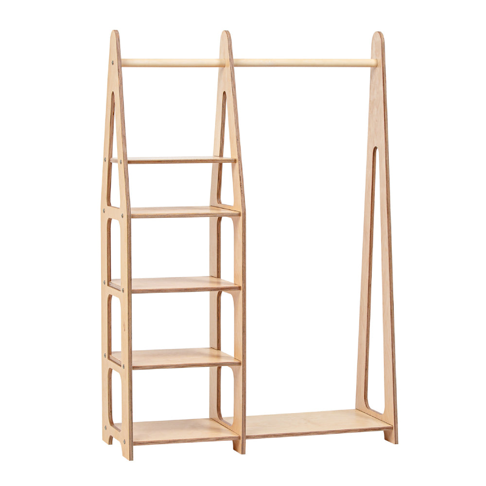 Clothing Rack with shelves on the side
