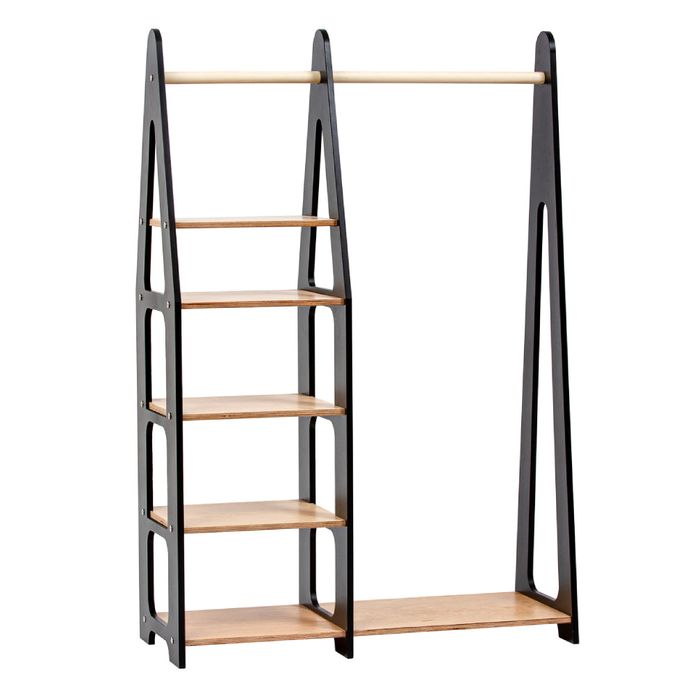 Clothing Rack with shelves on the side