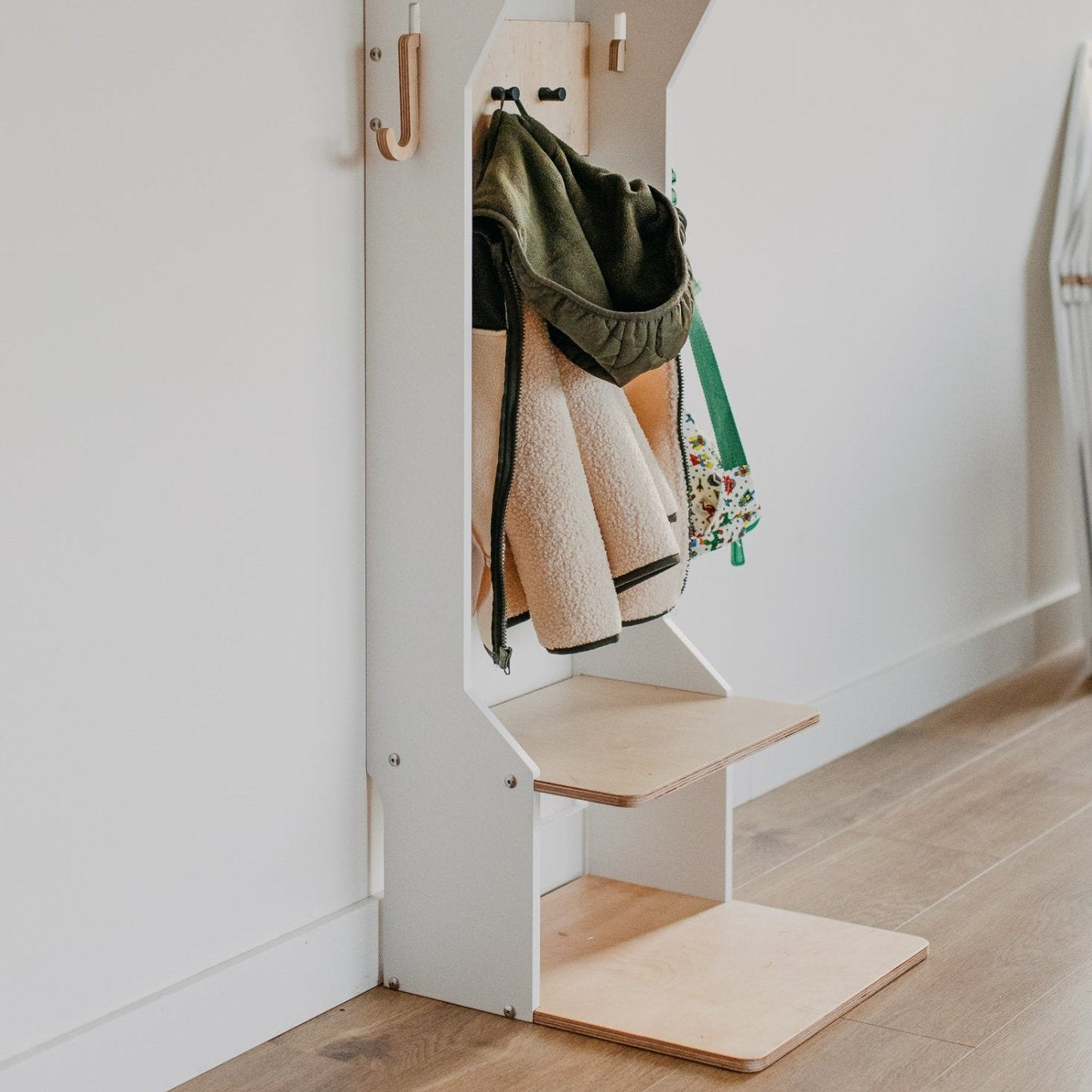Children's Outwear Organizer – Sturdy Wood Frame Wardrobe - Duck Woodworks
