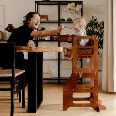 Mid-Century modern foldable kitchen tower high chair