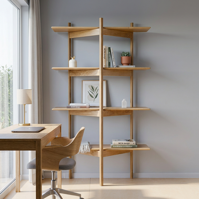 Mid-Century Modern Bookcase | Tripod | Solid Oak