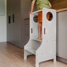 Adjustable height kitchen tower - Duck Woodworks