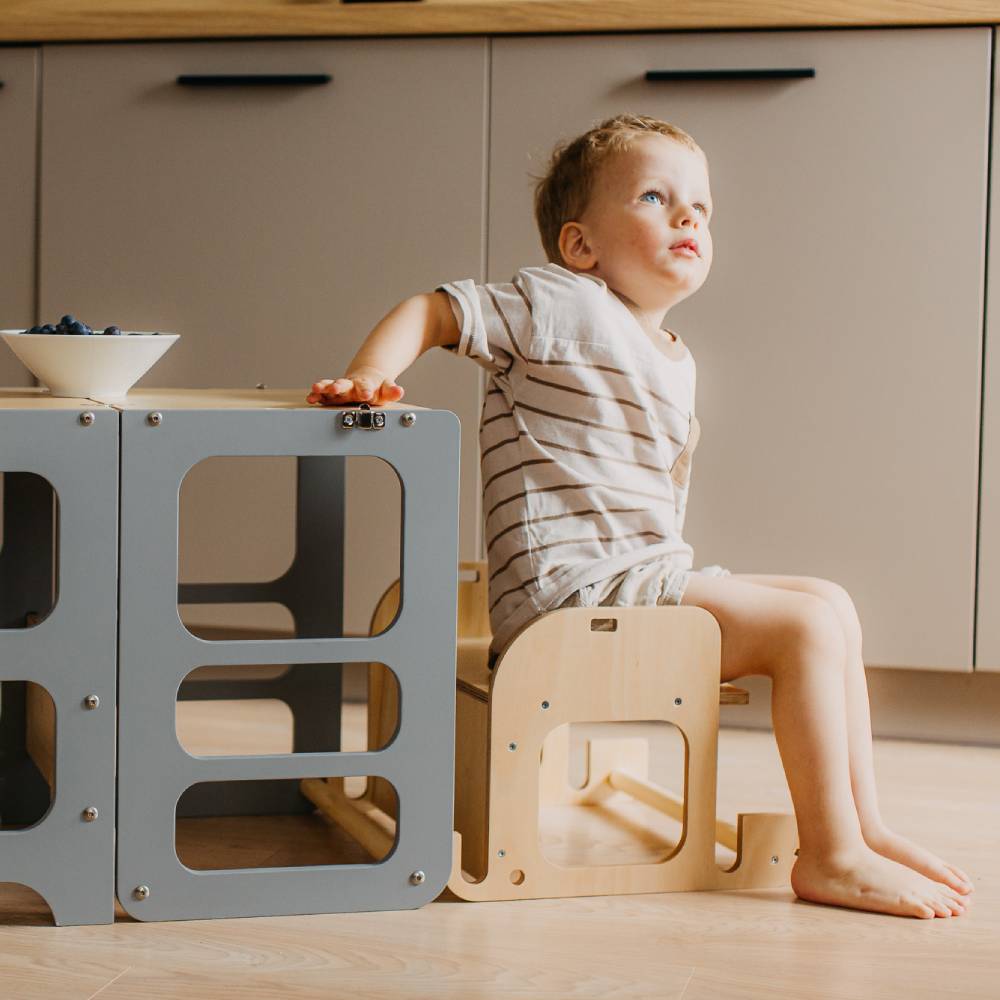 High Chair add on for Folding kitchen tower - Duck Woodworks