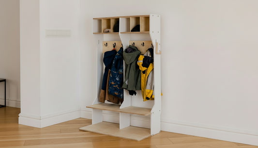 Children's Outwear Organiser – Sturdy Wood Frame Wardrobe | Double