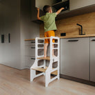 Foldable Kitchen Tower With a Slide - Duck Woodworks