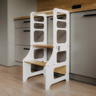 Foldable kitchen tower high chair with a slide - Duck Woodworks