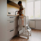 Foldable kitchen tower with slide (striped collection) - Duck Woodworks