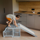 Foldable kitchen tower with slide (striped collection) - Duck Woodworks