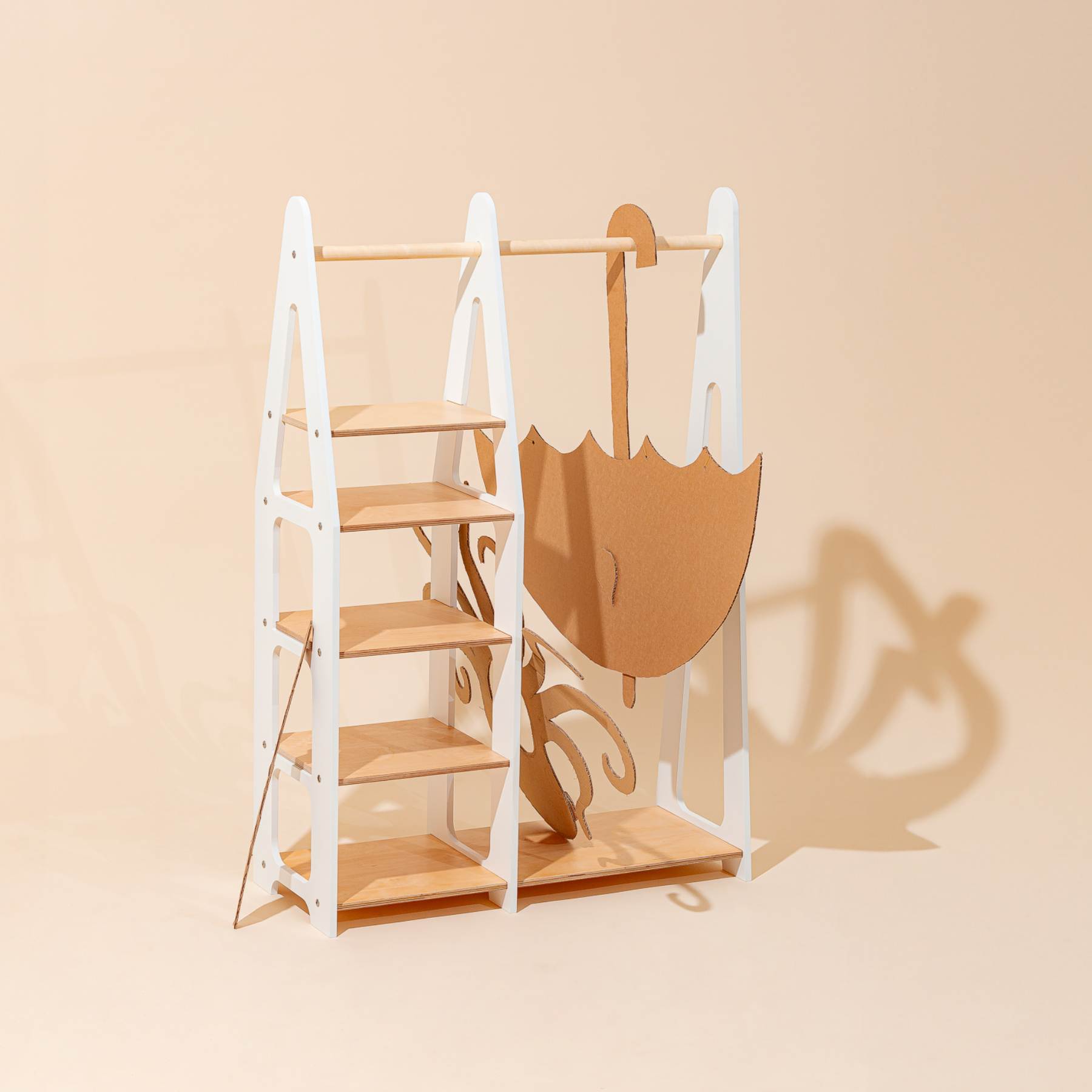 Clothing Rack with shelves on the side - Duck Woodworks