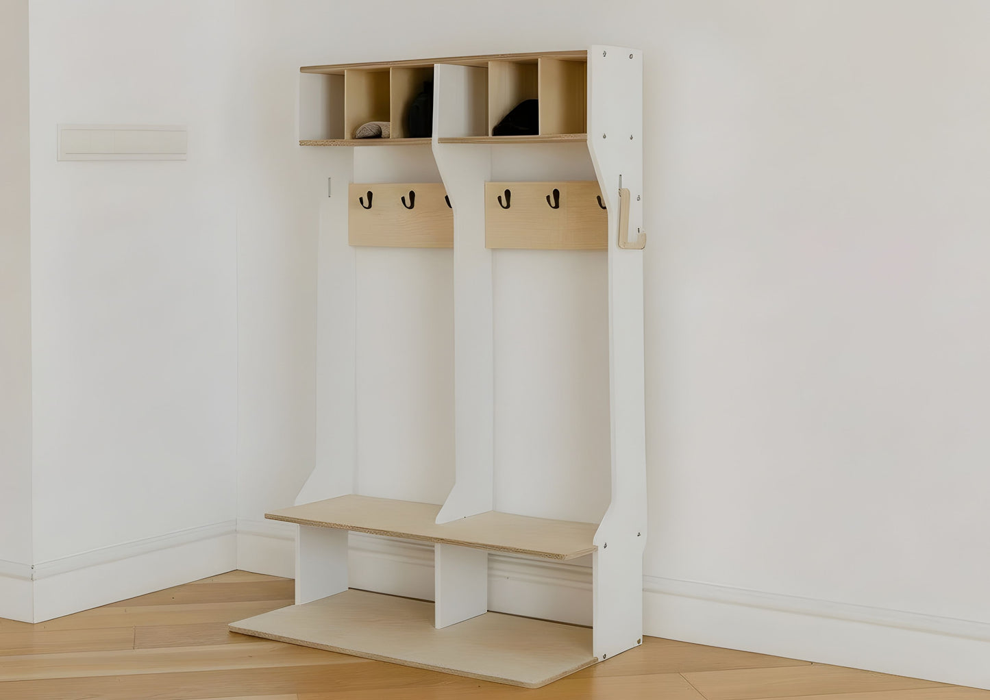 Armoire de rangement pour vêtements d'extérieur d'enfants – Structure robuste en bois