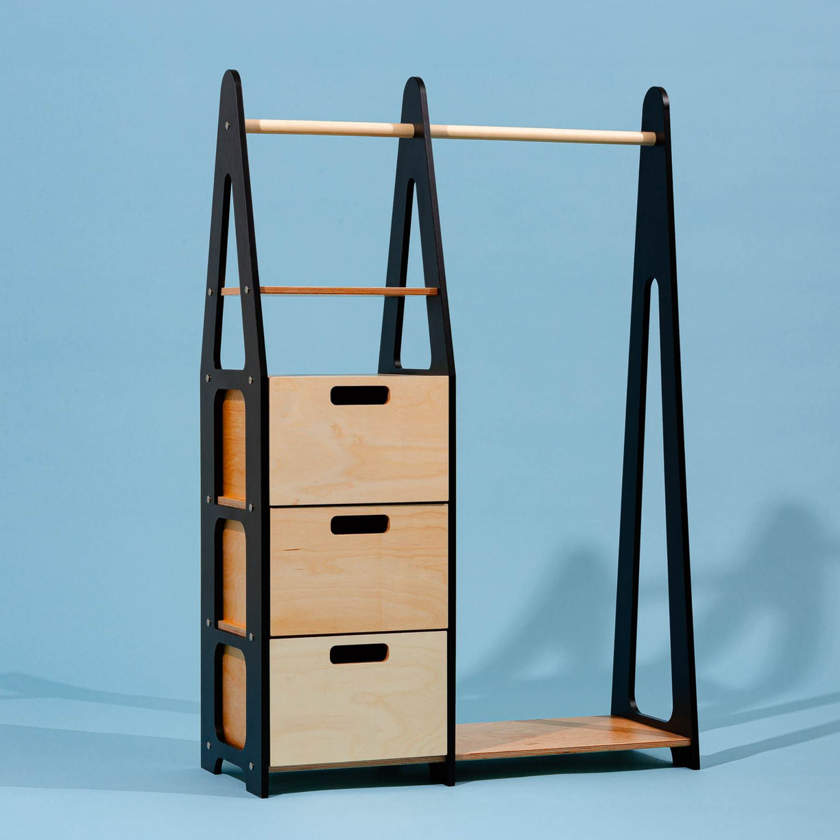 Clothing Rack with drawers (rectangular holes) – Duck Woodworks