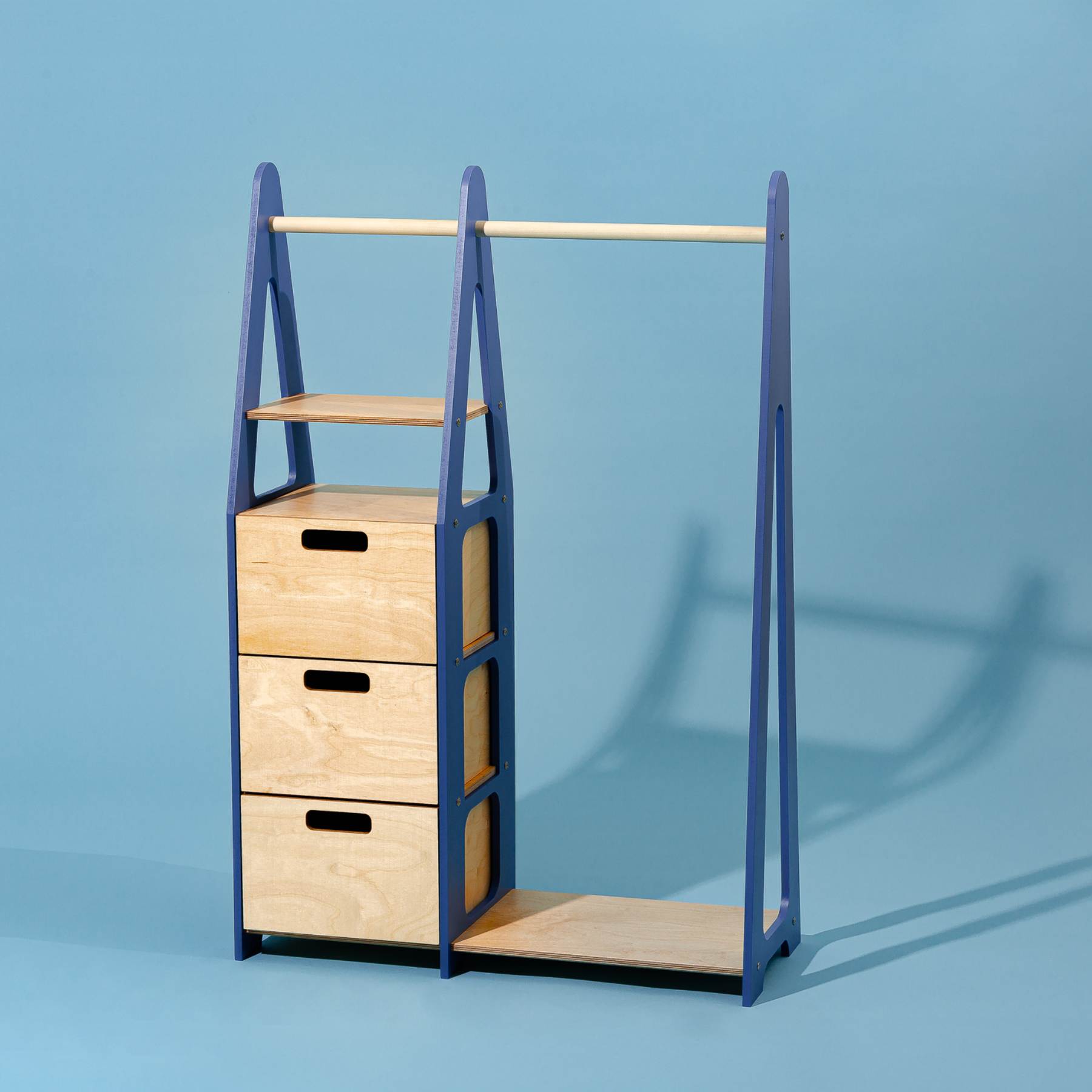 Clothing Rack with drawers (rectangular holes) - Duck Woodworks