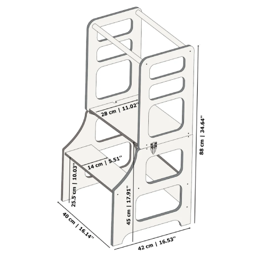 Foldable kitchen tower high chair