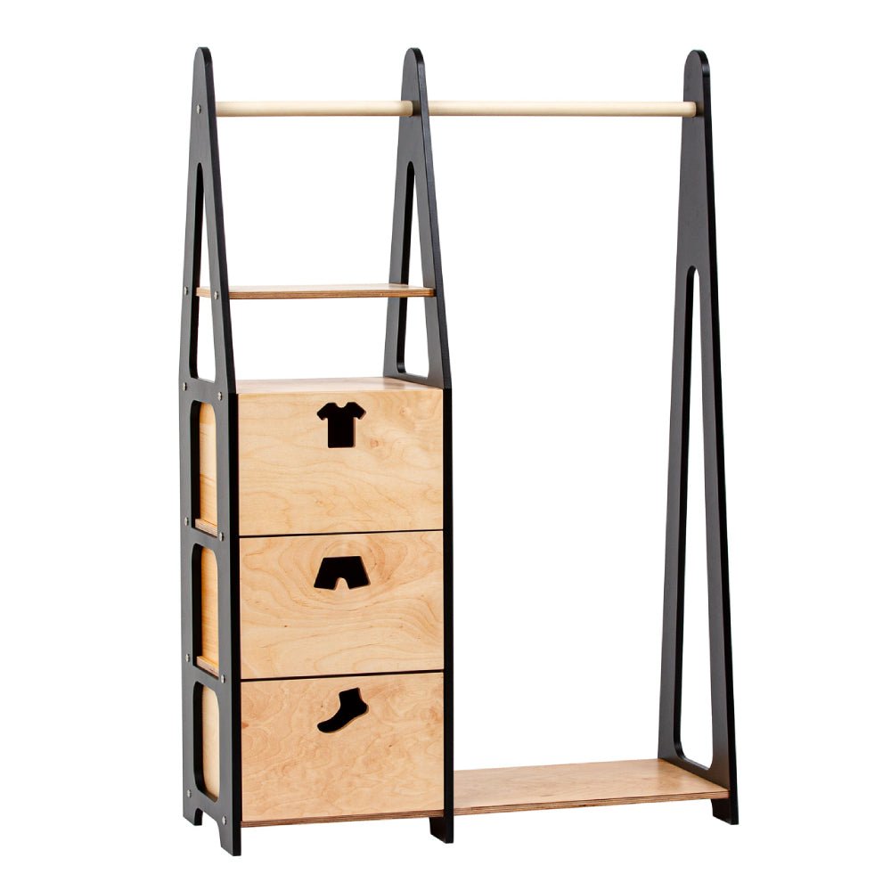Clothing Rack with drawers (clothing shape holes) – Duck Woodworks