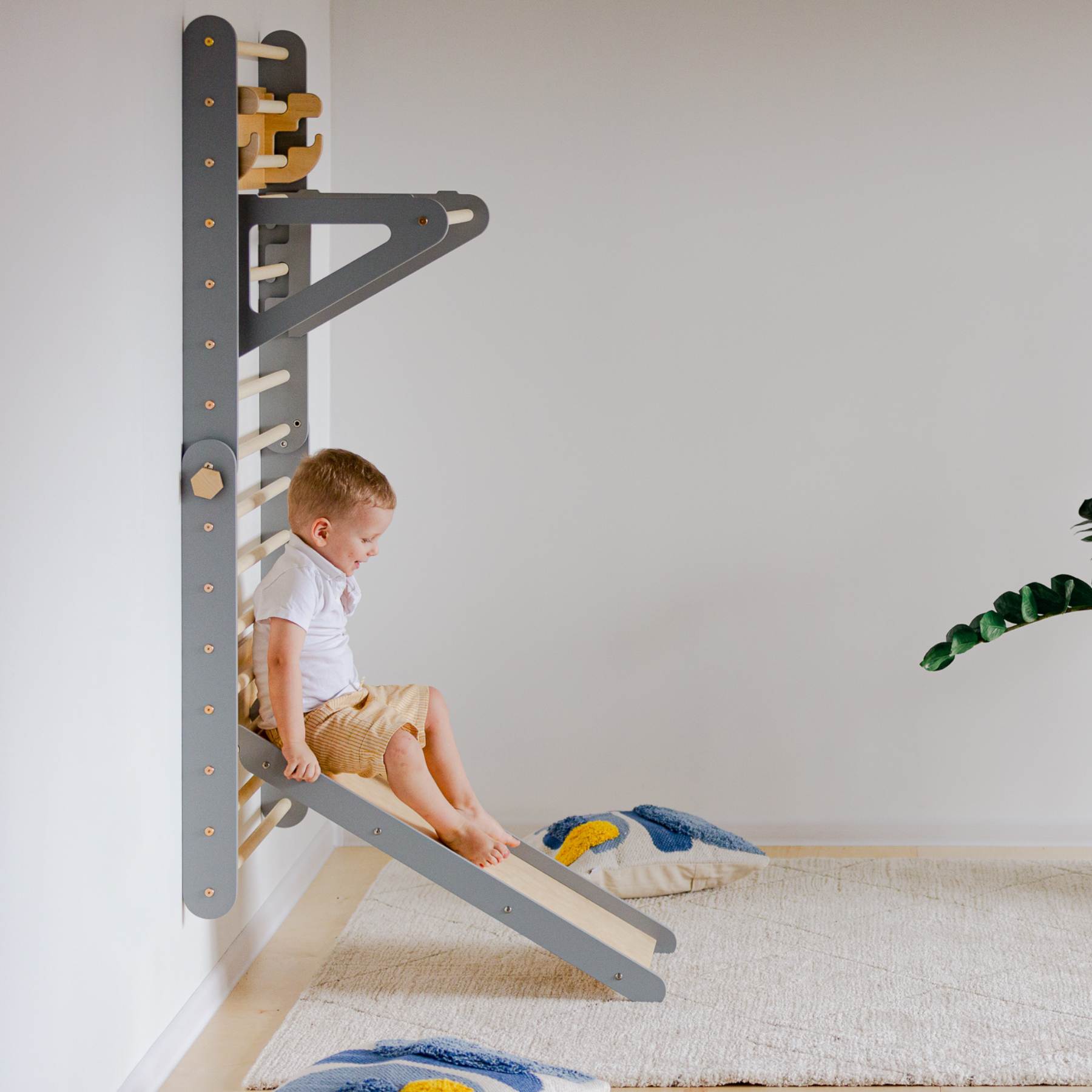 Climbing Triangle - Swedish Ladder set with a slide - Duck Woodworks