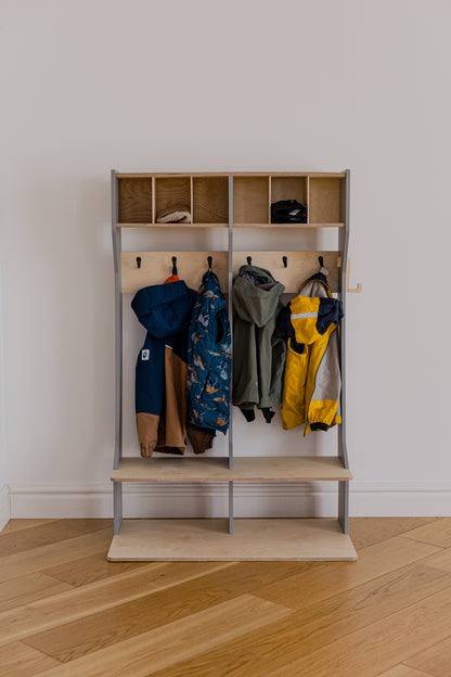 Armoire de rangement pour vêtements d'extérieur d'enfants – Structure robuste en bois