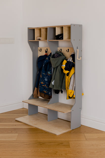 Armoire de rangement pour vêtements d'extérieur d'enfants – Structure robuste en bois