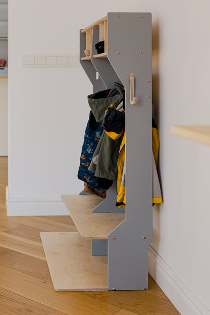 Armoire de rangement pour vêtements d'extérieur d'enfants – Structure robuste en bois
