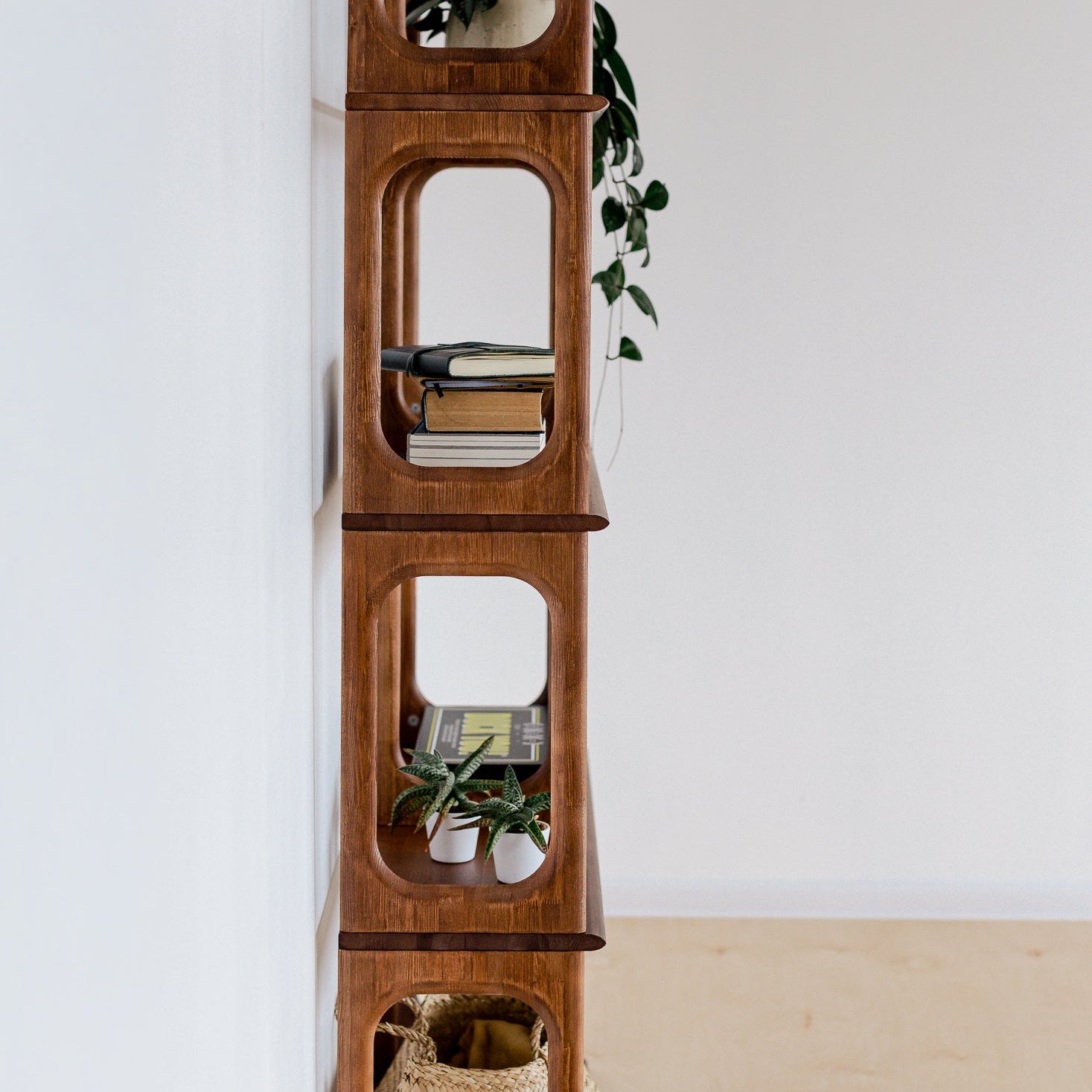 Mid-Century Modern Illuminator Shelf | Solid Pine | Honeycomb